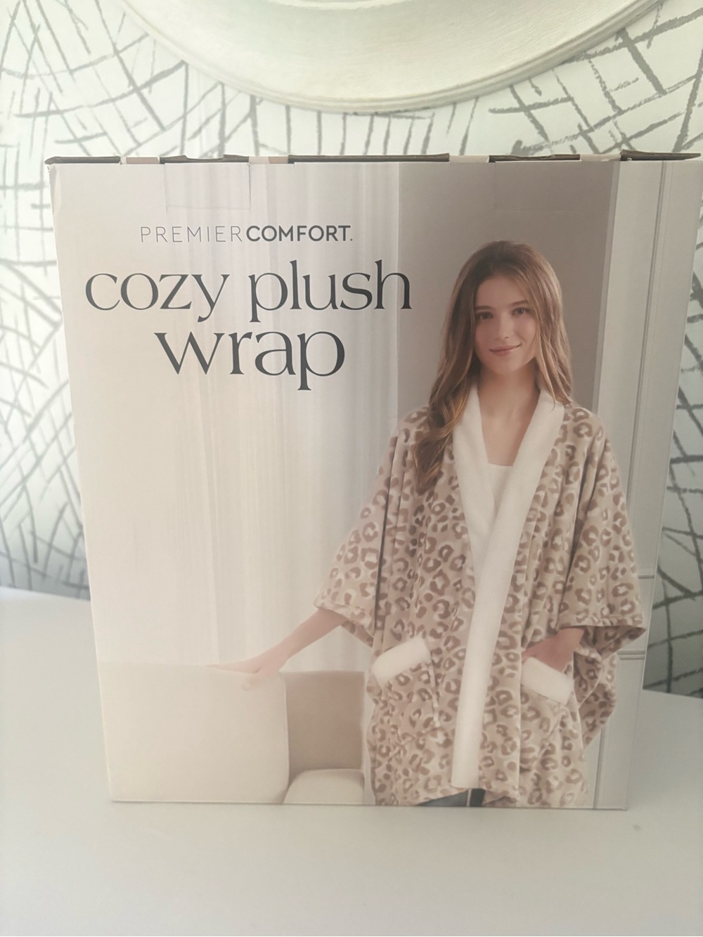 Premier Comfort Cozy Plush Wrap in a chic leopard print
